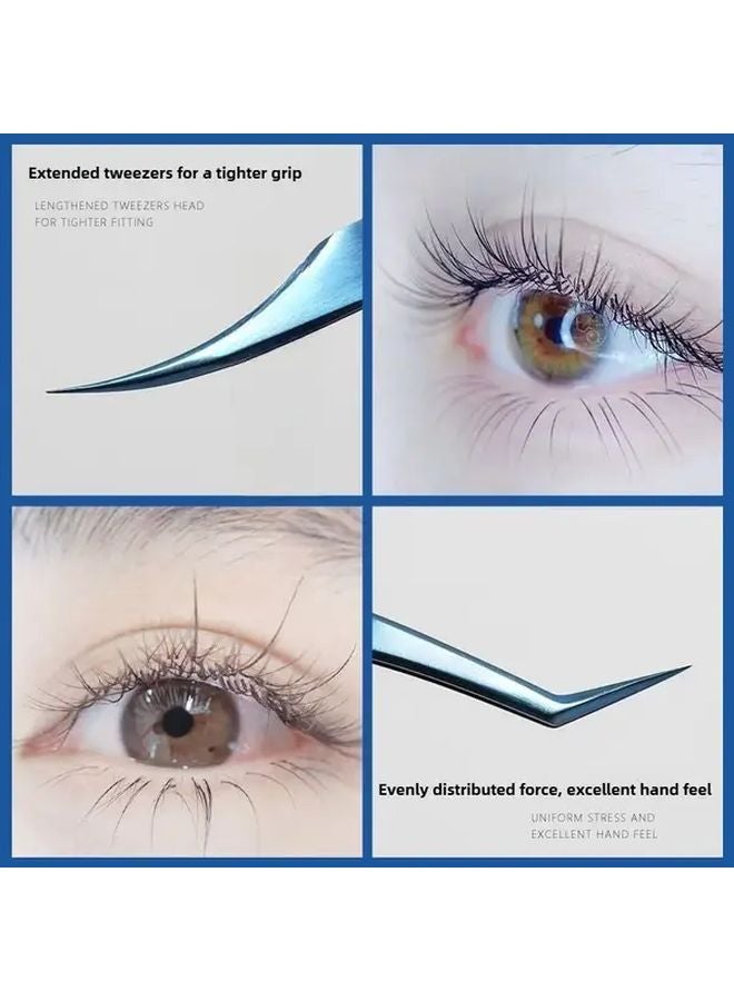 Professional Eyelash Extension Tweezers Stainless Steel Ergonomic Design Extended Tips - Image 4